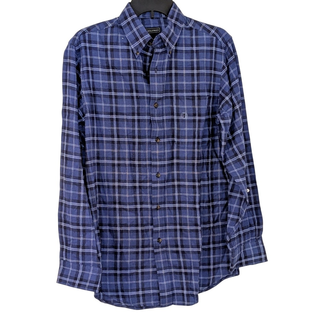 Mens‎ Navy Blue Plaid Long Sleeve Button Down Shirt Size Small NWT